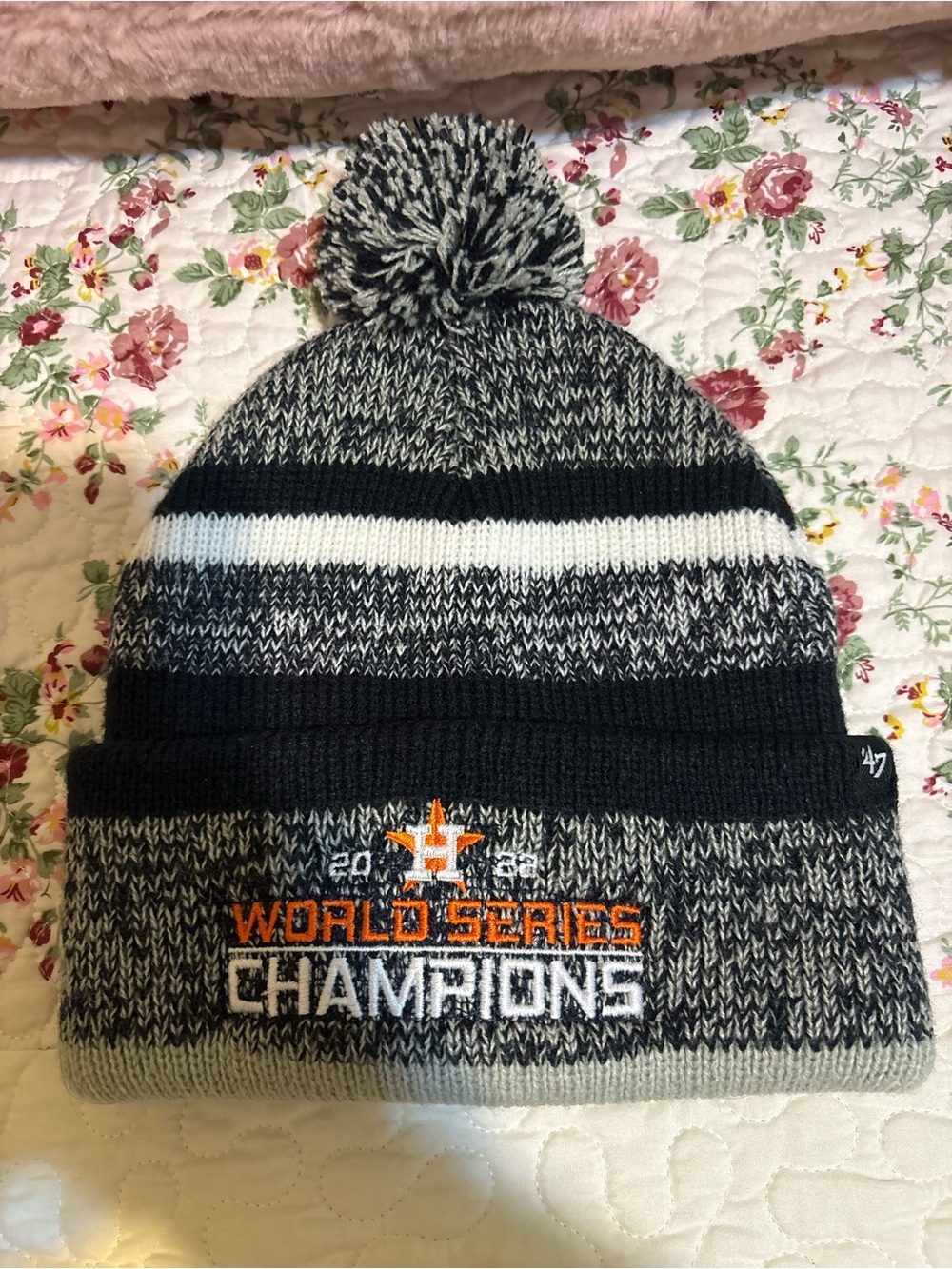47 Brand Houston Astros Knit Pom Beanie - Black/White/Gray